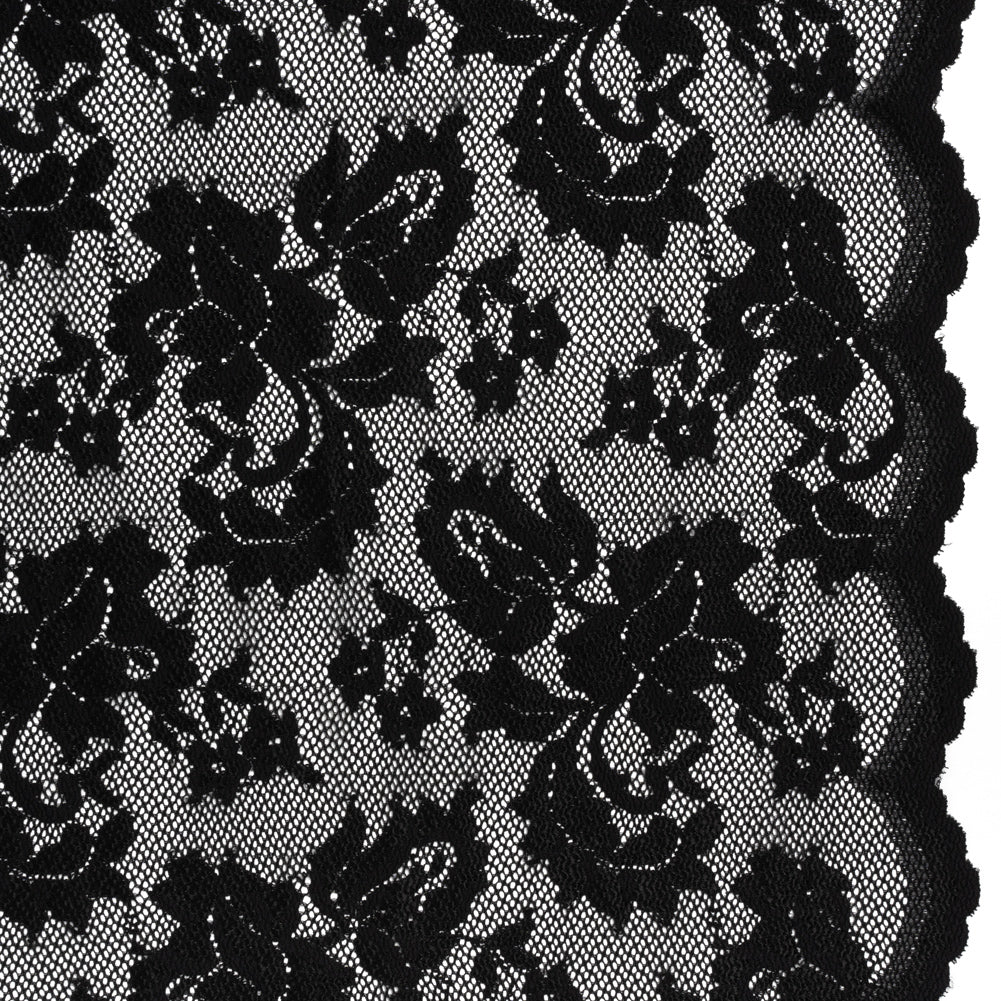 Stretch Raschel Lace with Finished Edges - Black Ornate Floral - Joann Fabrics