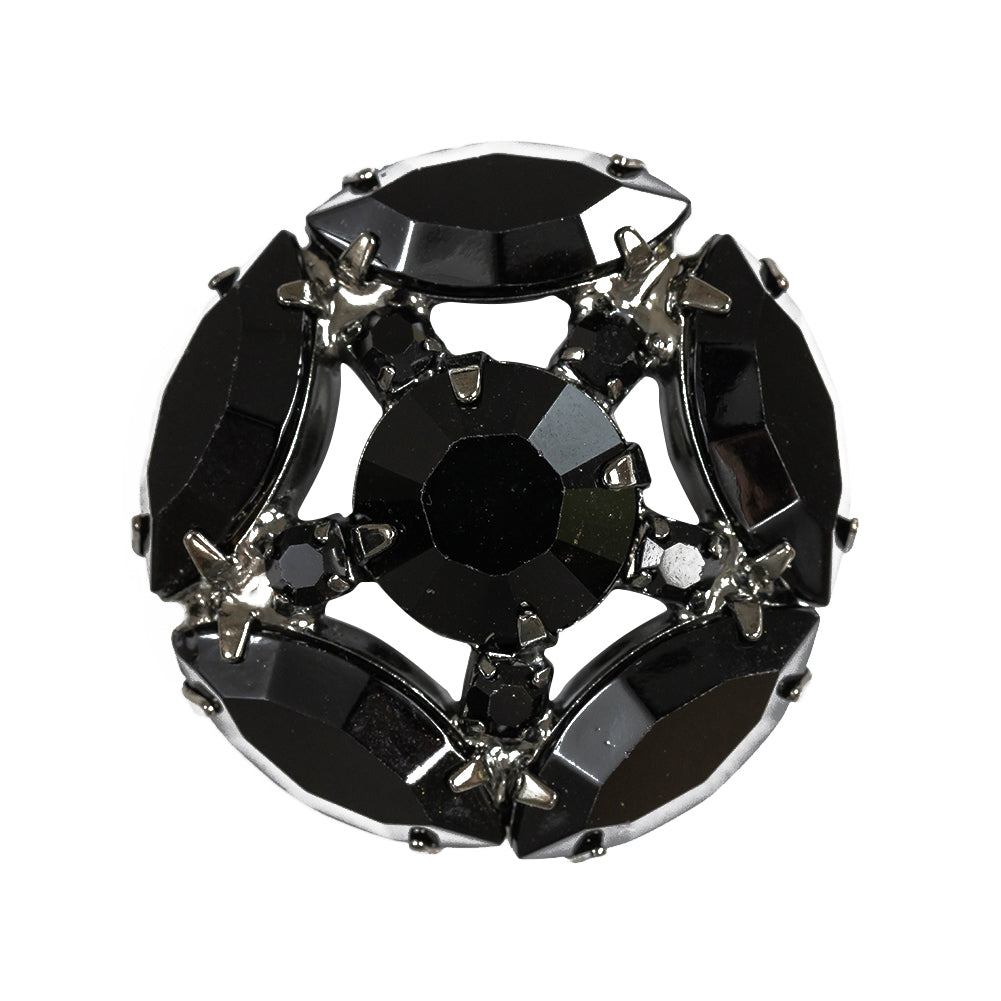 Swarovski Hematite and Jet Rhinestones Shank Back Button - 44L/28mm - Joann Fabrics