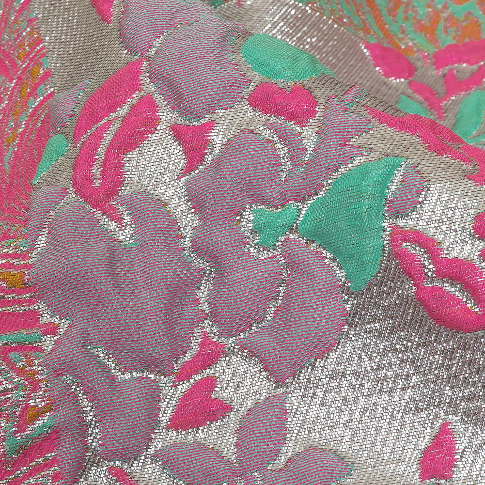 Aqua, Pink and Saffron Patchwork Metallic Luxury Brocade - Joann Fabrics