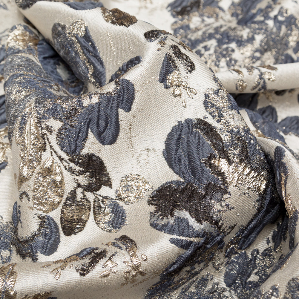 Metallic Bright Gold, Oyster Gray and Odyssey Gray Floral Luxury Brocade - Joann Fabrics