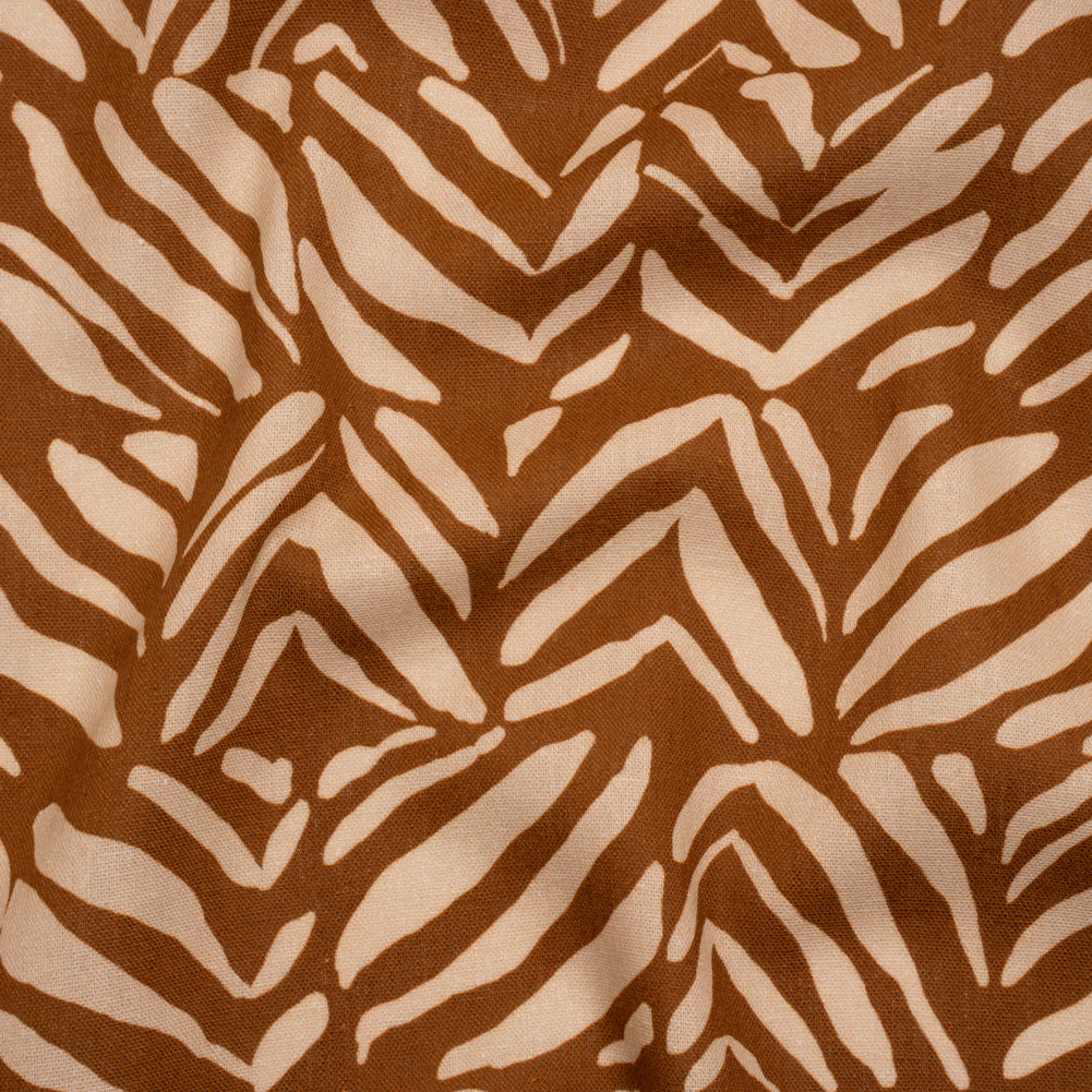 Linen and Rayon Woven - Brown and Beige Animal Stripe Blocks - Mood Exclusive Natural Notions Print - Joann Fabrics