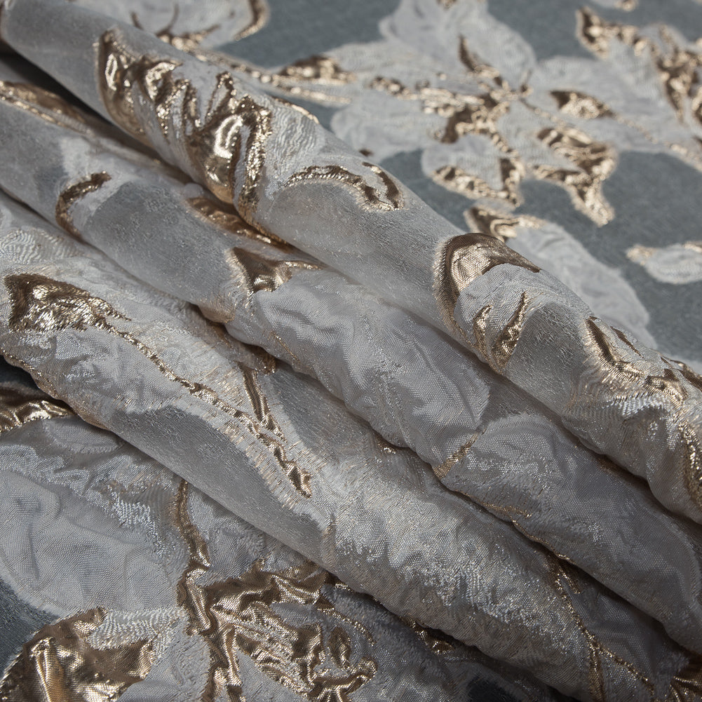 Metallic Gold and White Luxury Floral Burnout Brocade - Joann Fabrics