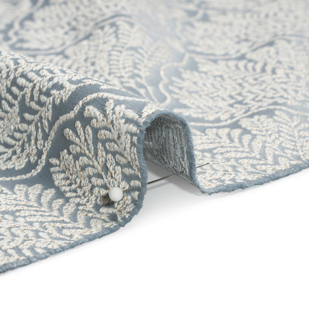 Metallic Drapery Jacquard - Wedgewood Leafy Fans - British Imported - Joann Fabrics
