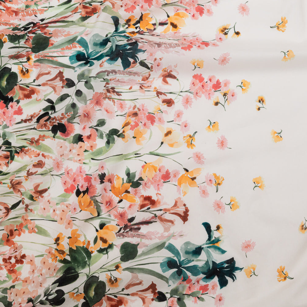 Cotton Voile - White Floral Border - Blooming Upwards Print - Mood Exclusive Serengeti Collection - Joann Fabrics
