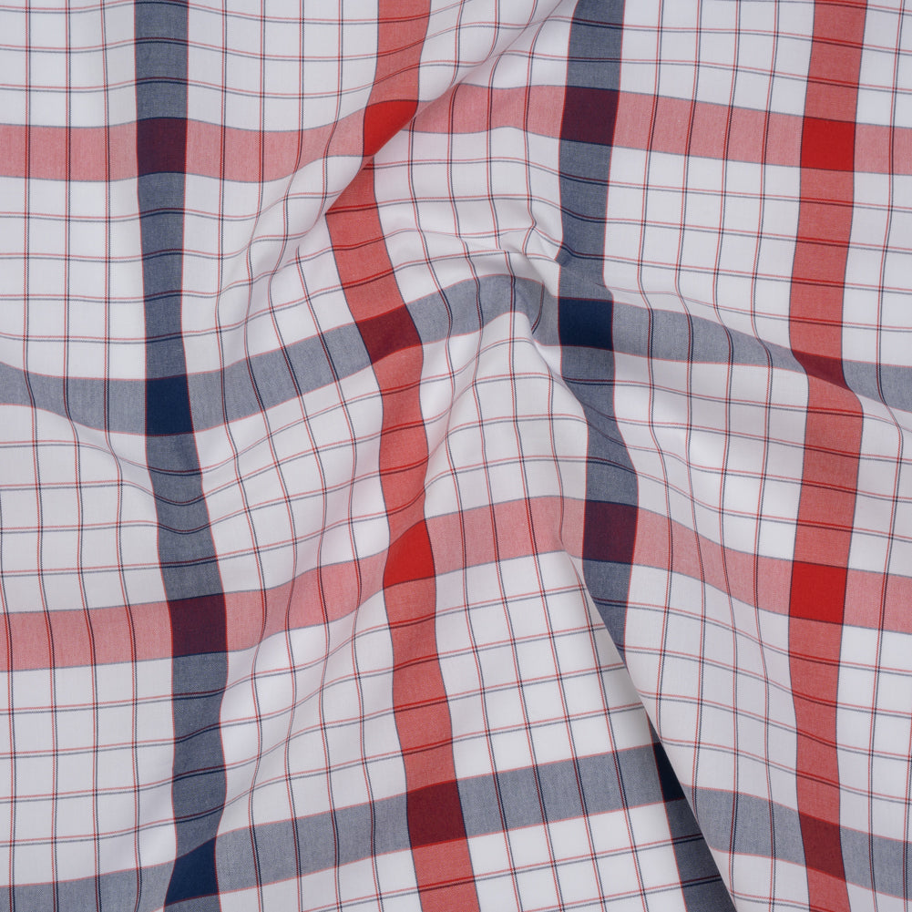 Cotton Shirting - Red, Blue and White Checked Plaid - Deadstock - Joann Fabrics