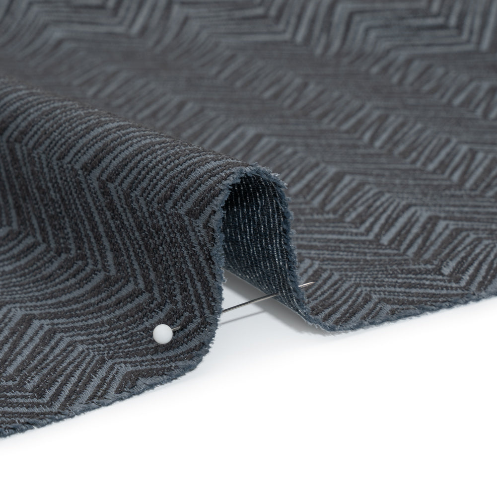 Herringbone Chevrons Recycled Polyester and Cotton Drapery Jacquard - Ink - British Imported - Joann Fabrics
