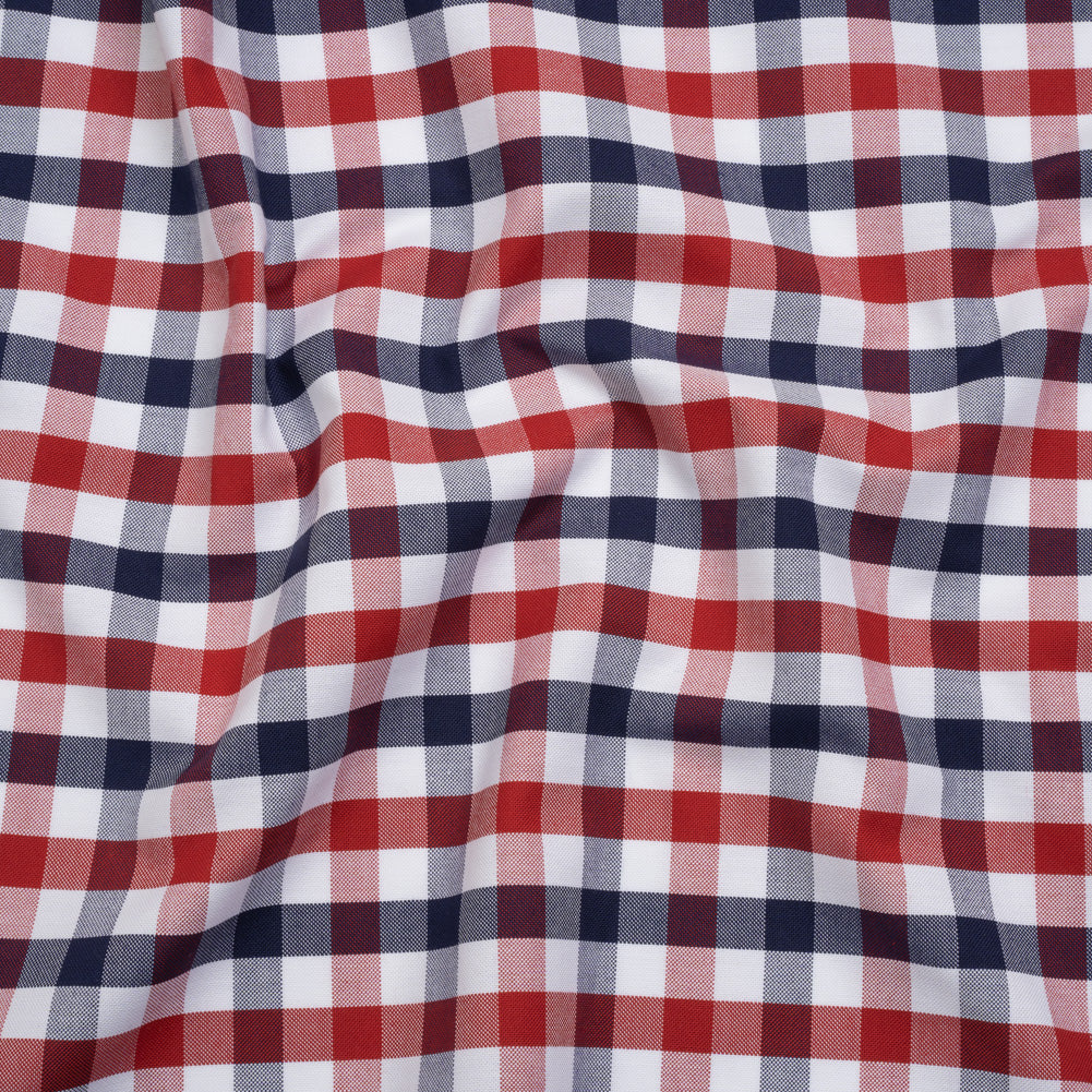 Cotton Oxford Shirting - Red, White and Blue Tattersall Checks - Deadstock - Joann Fabrics