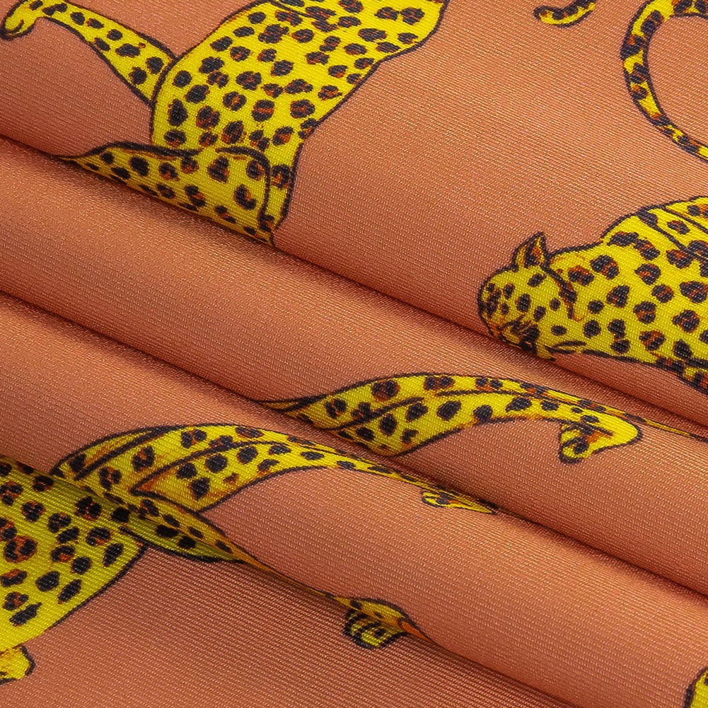 Compression Swimwear Tricot, UV Protective with Aloe Vera Microcapsules - Canyon Clay Cheetahs - Caye Collection - Joann Fabrics