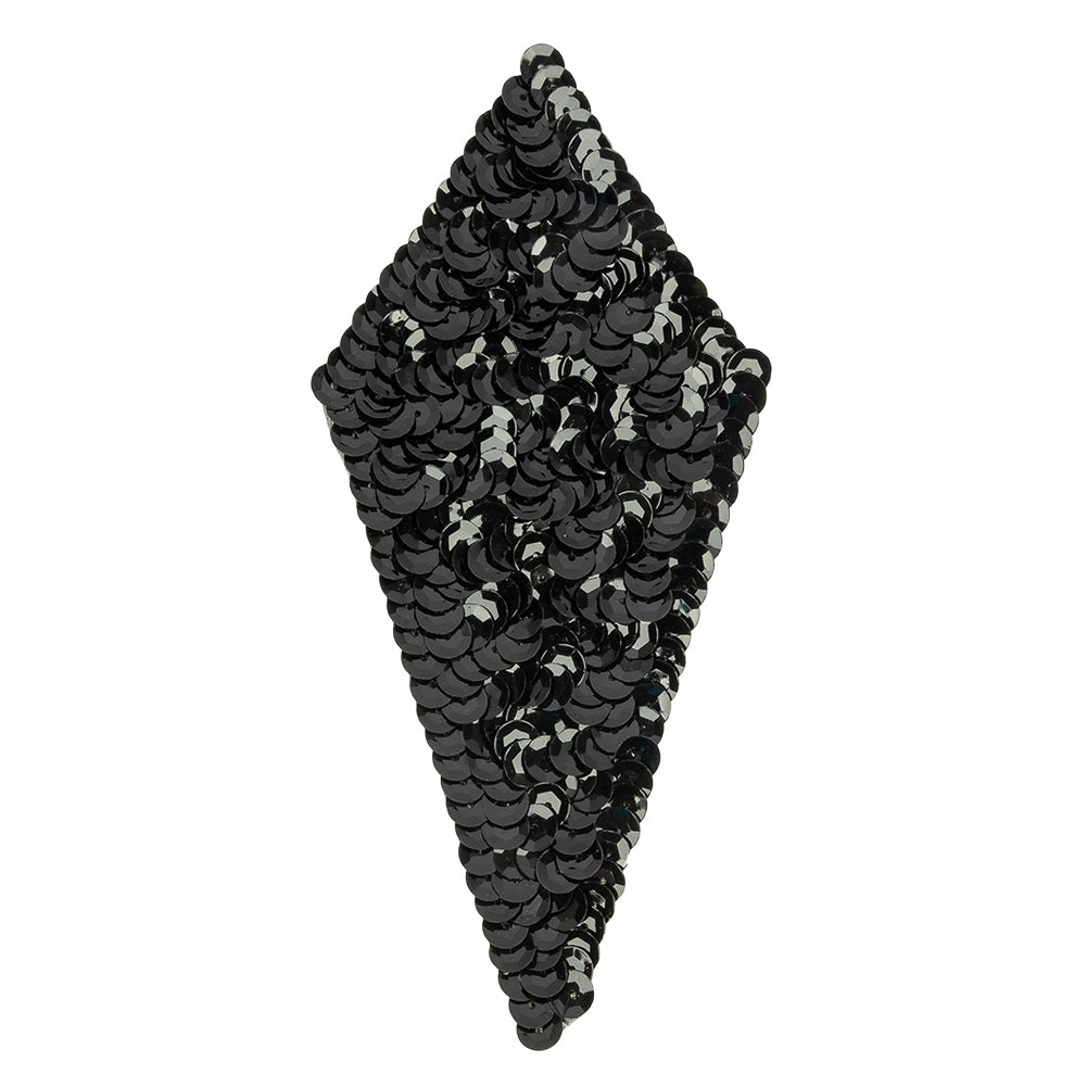 Vintage Black Diamond Sequined Applique - 5.375