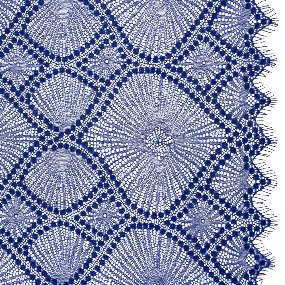 Metallic Raschel Lace Panel with Finished Edges - Electric Blue and Silver Sun Ray Ogees - Joann Fabrics