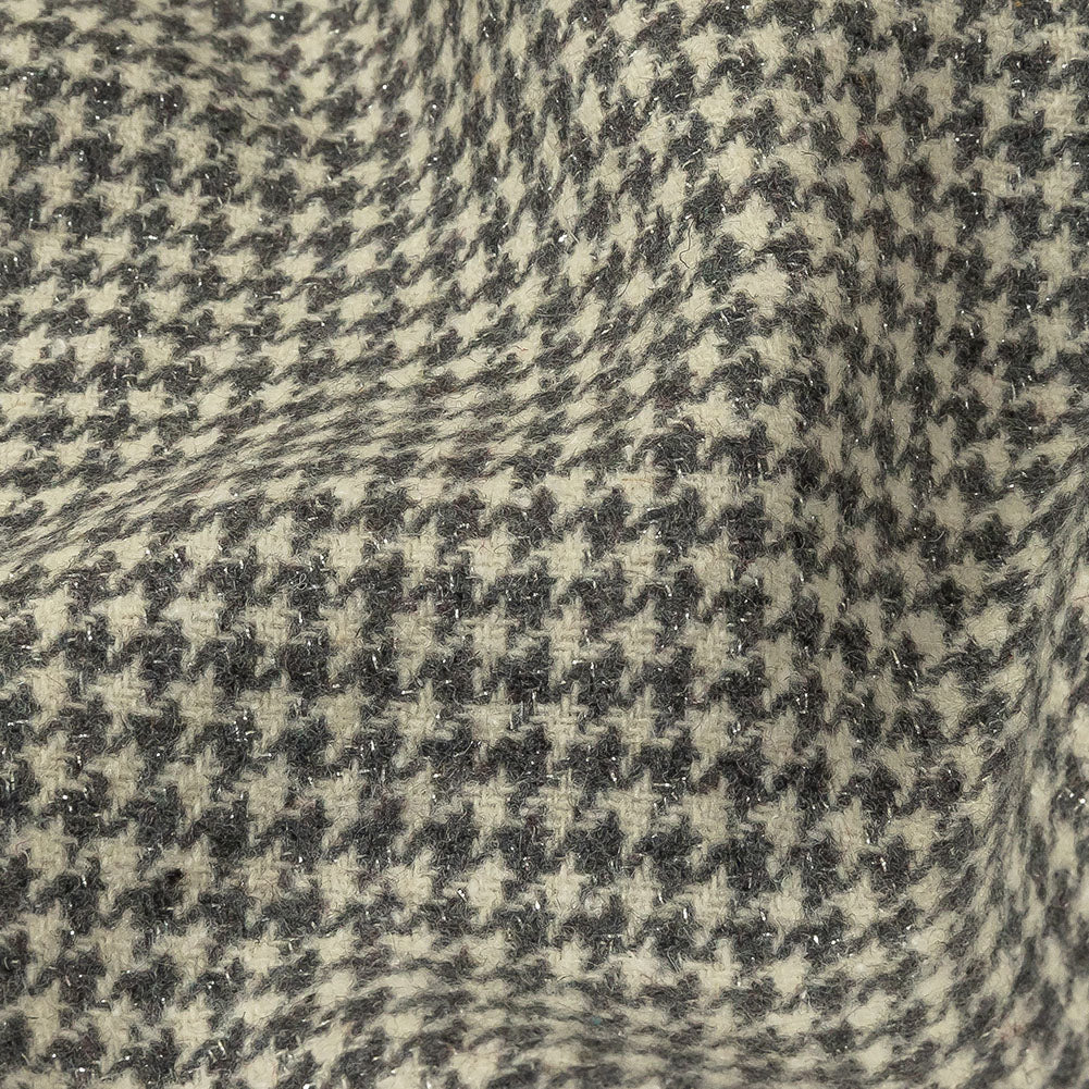 Gray, Ivory and Metallic Silver Houndstooth Brushed Polyester Woven - Joann Fabrics