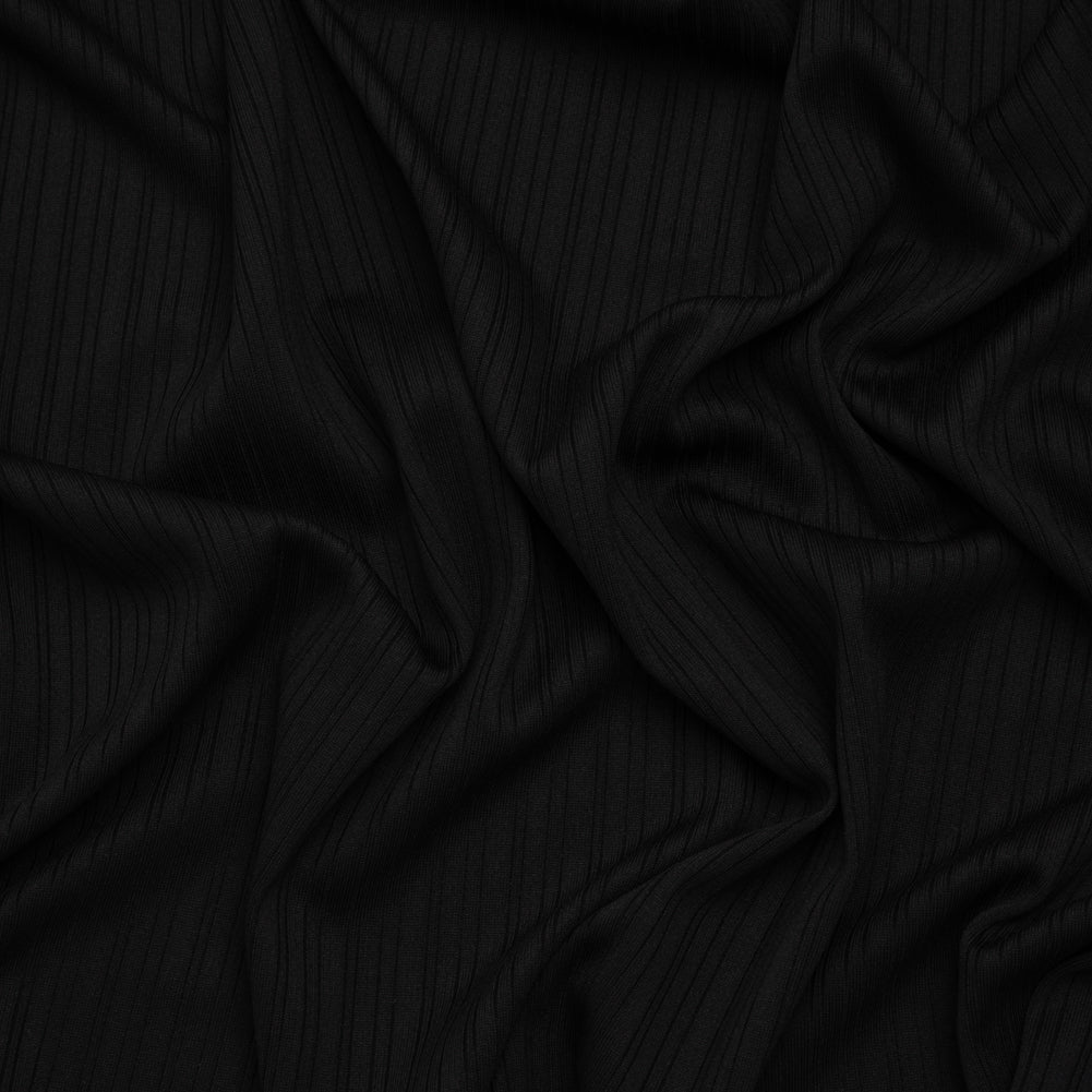 Stretch Polyester Barcode Rib Knit - Black - Designer Deadstock - Joann Fabrics
