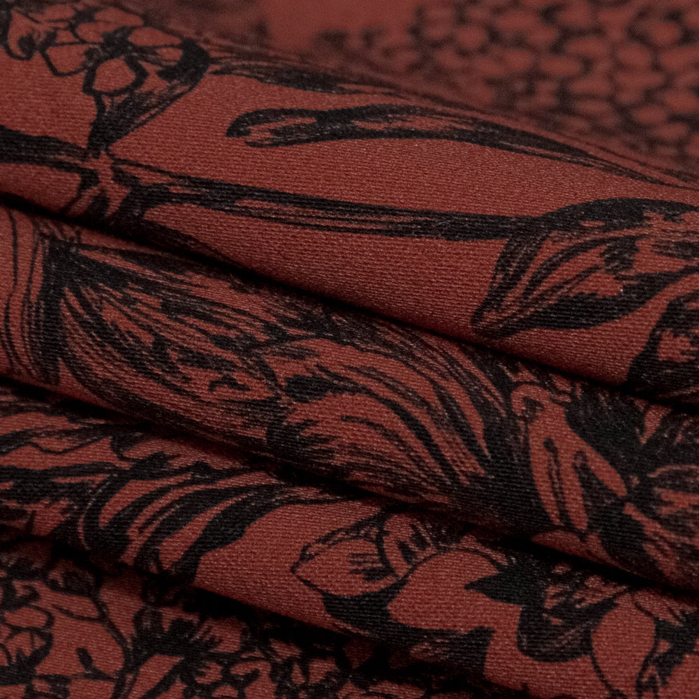 Stretch Cotton Sateen - Brown and Black Floral - Ephemeral Flora Print - Mood Exclusive Serengeti Collection - Joann Fabrics