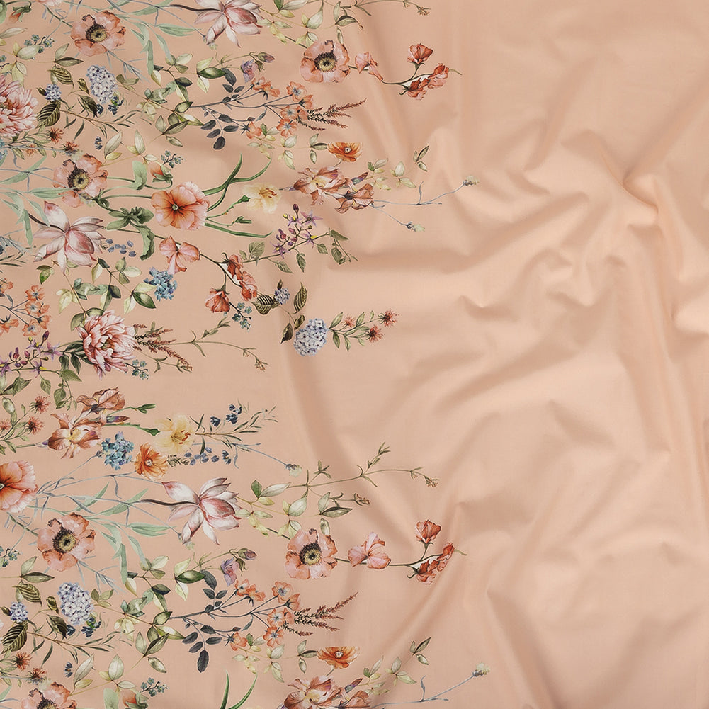 Cotton Poplin - Pink Floral Border - La Marche des Fleurs Print - Mood Exclusive Jacques Collection - Joann Fabrics