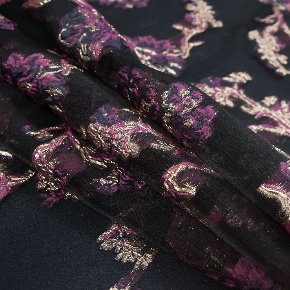 Pink, Purple and Metallic Gold Luxury Abstract Burnout Brocade - Joann Fabrics