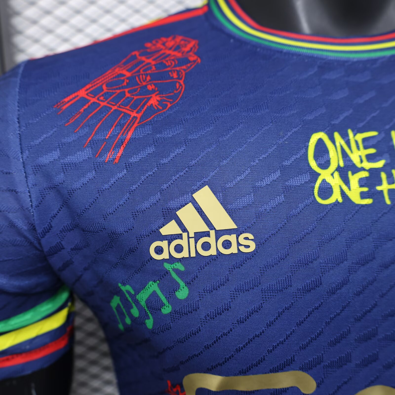 2025/2026 Player Version Ajax Doodle Plate Royal Blue Football Jersey 1:1 Thai Quality