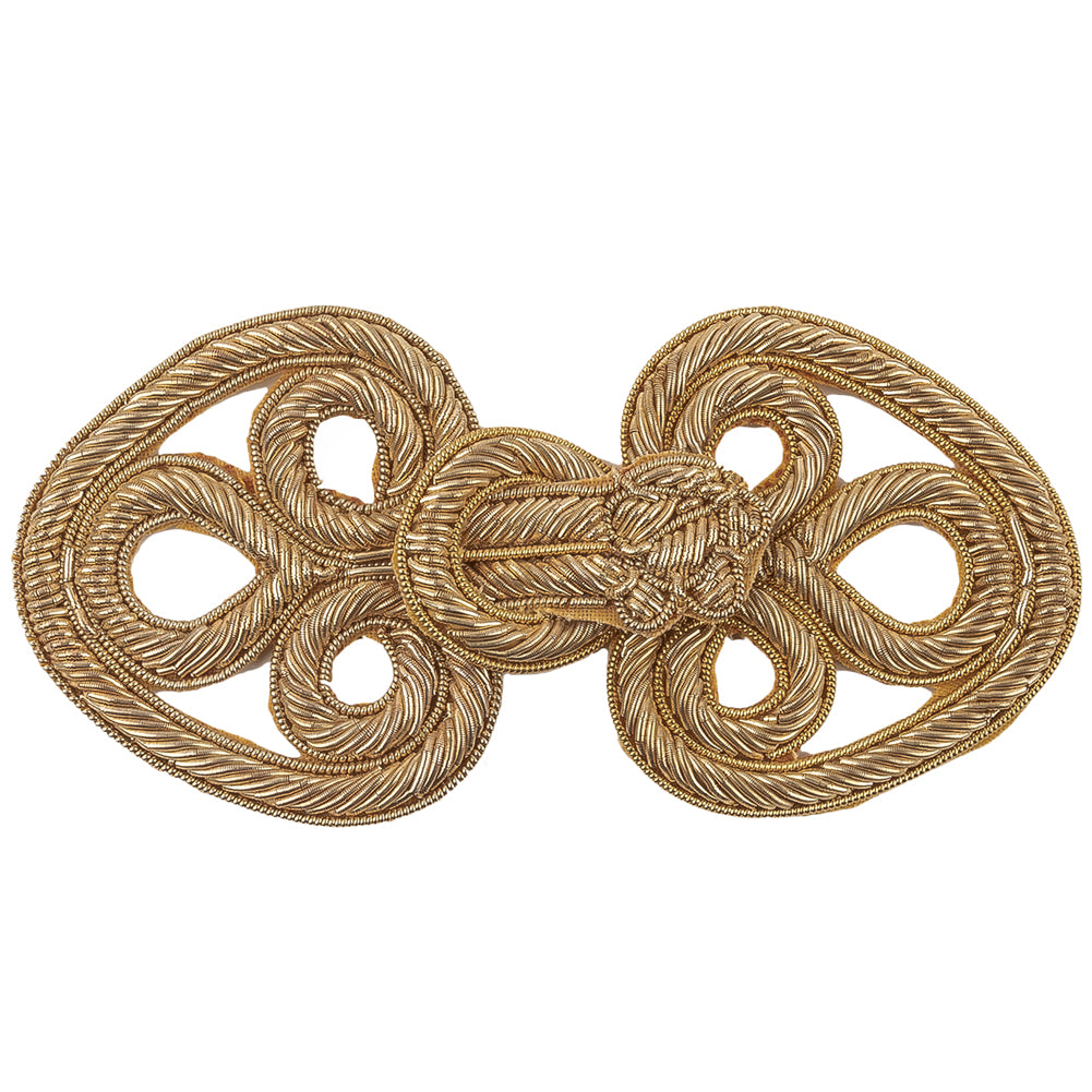 Vintage Gold Lurex Bullion Stitch Classical Frog Closure - 2