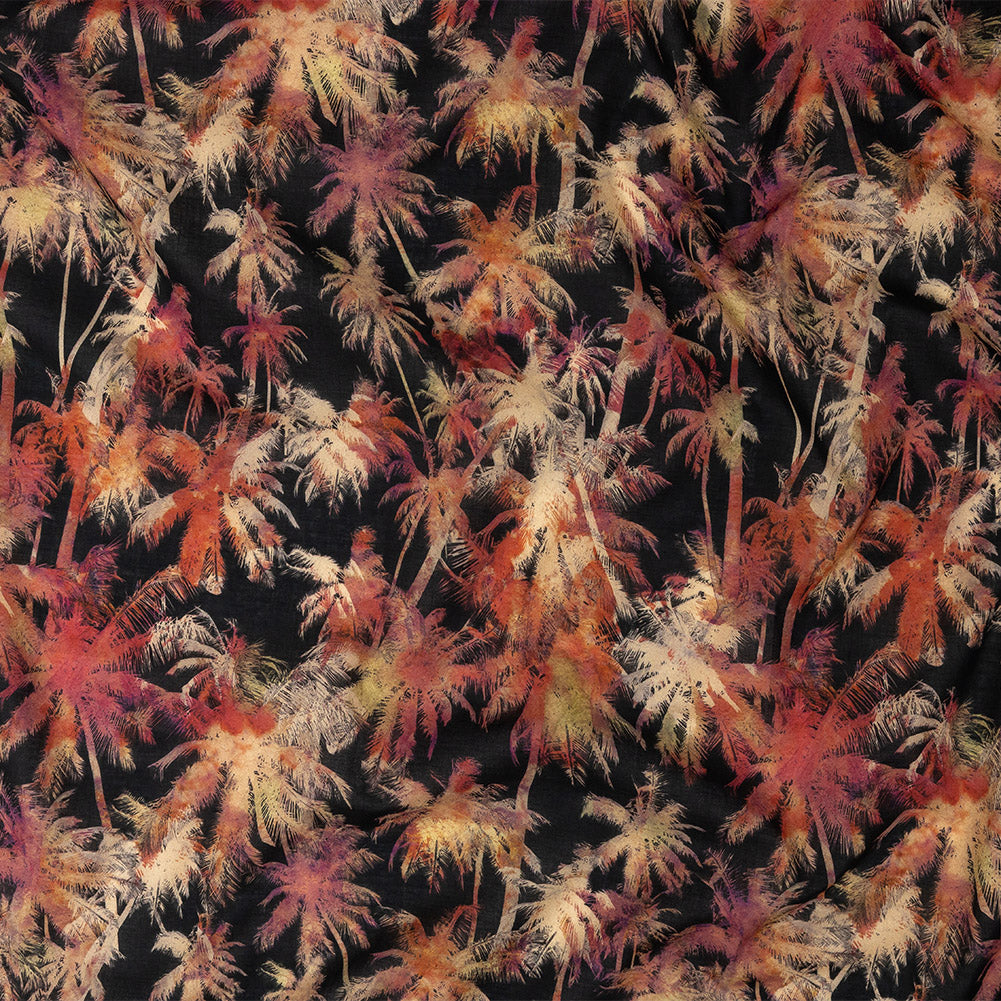 Cotton Voile - Black and Pink Palm Trees - Pindorama Print - Mood Exclusive Rio Collection - Joann Fabrics