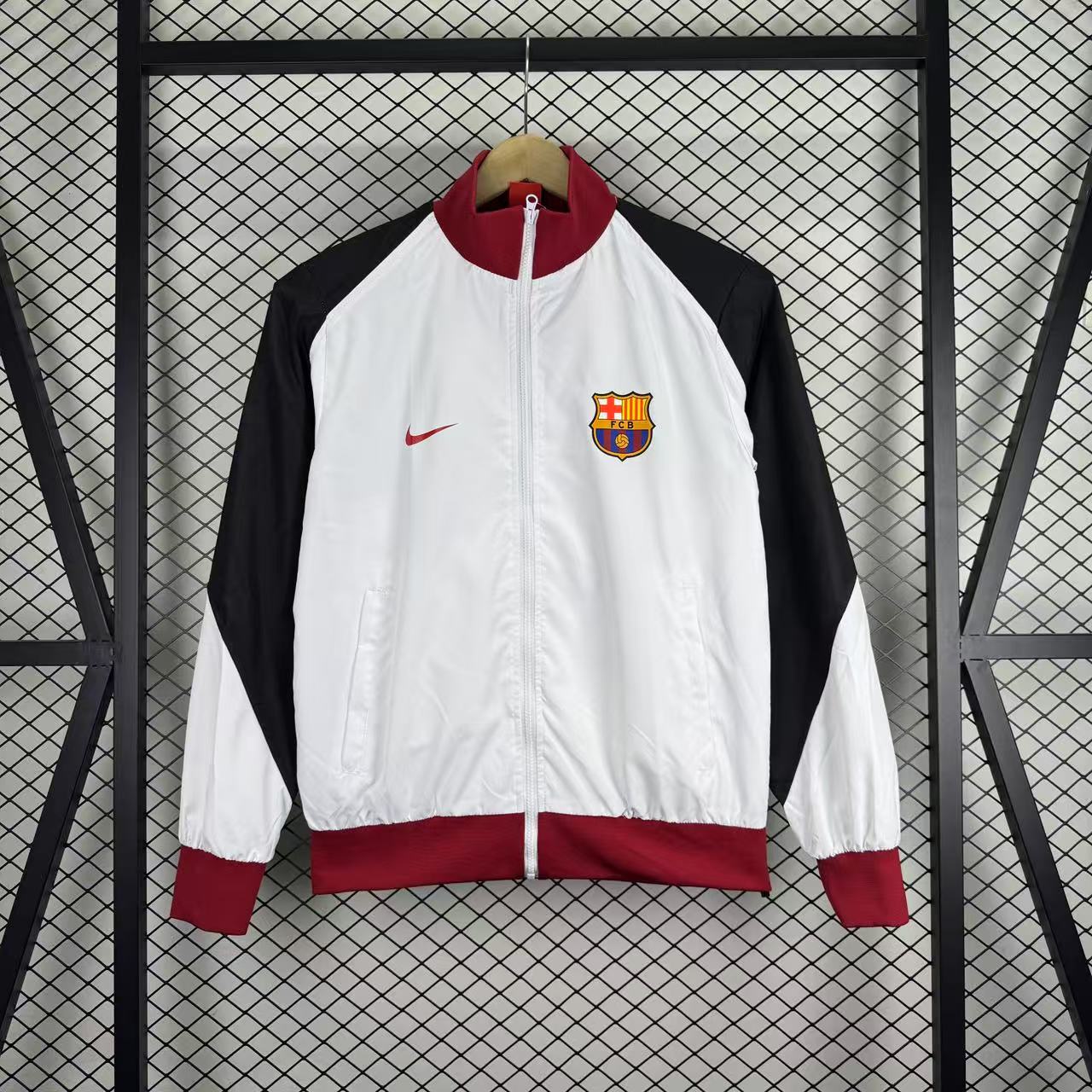 2025 Barcelona Windbreaker Black-White Jersey 1:1 Thai Quality