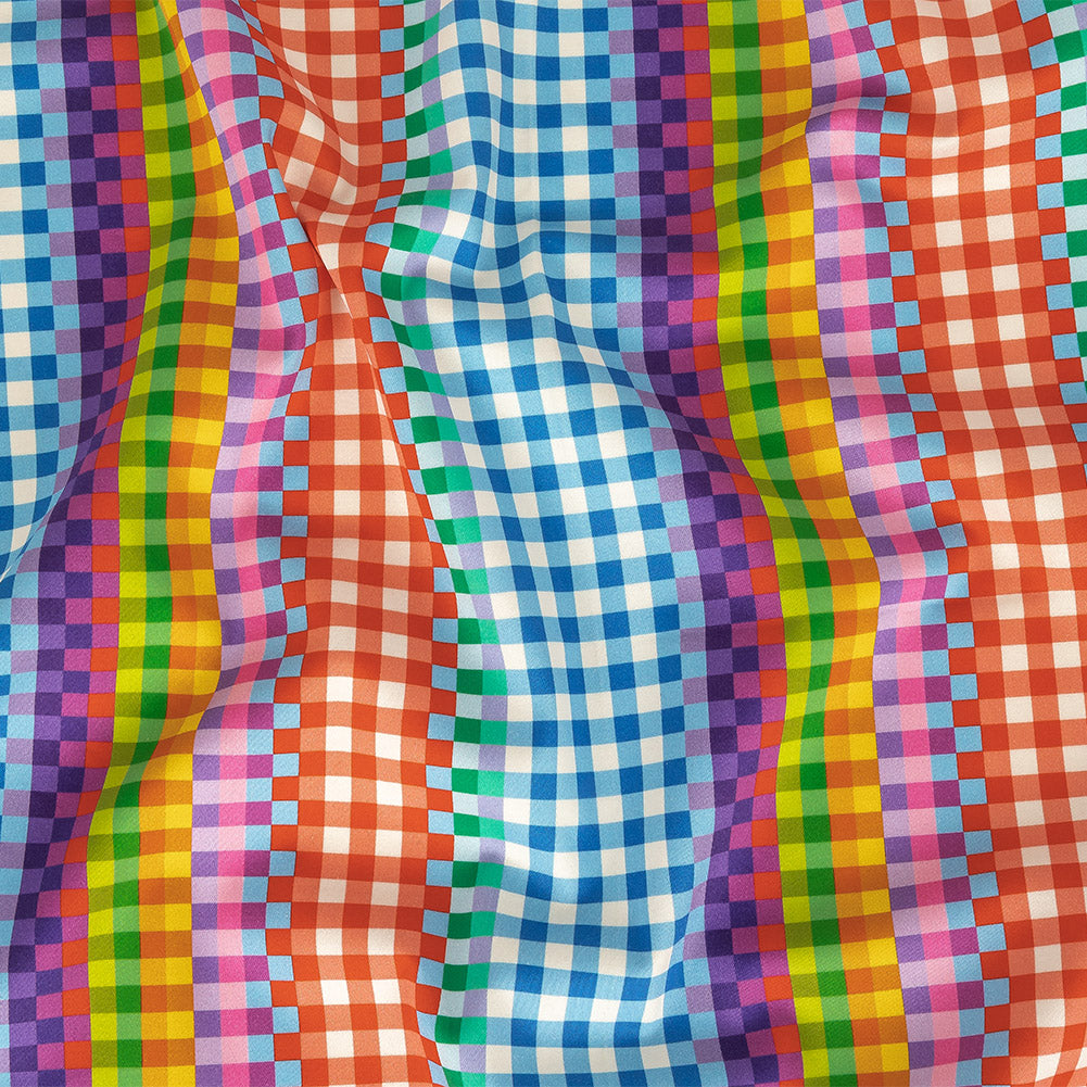 Stretch Cotton Sateen - Rainbow Checkers - Picnic Patisserie Print - Mood Exclusive Sugar Collection - Joann Fabrics