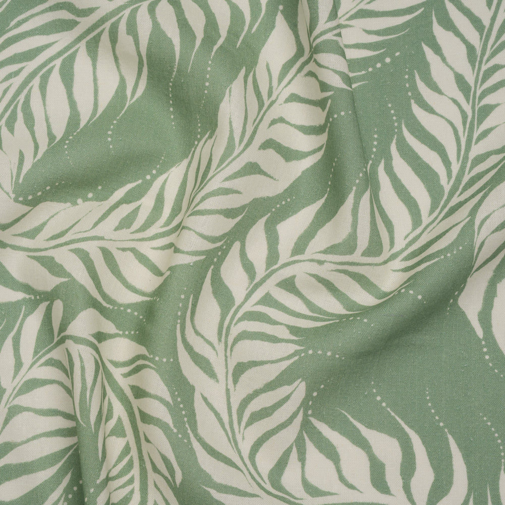 Linen and Rayon Woven - Celadon Green and Cream Flowing Vines - Mood Exclusive Twining Tendrils Print - Joann Fabrics