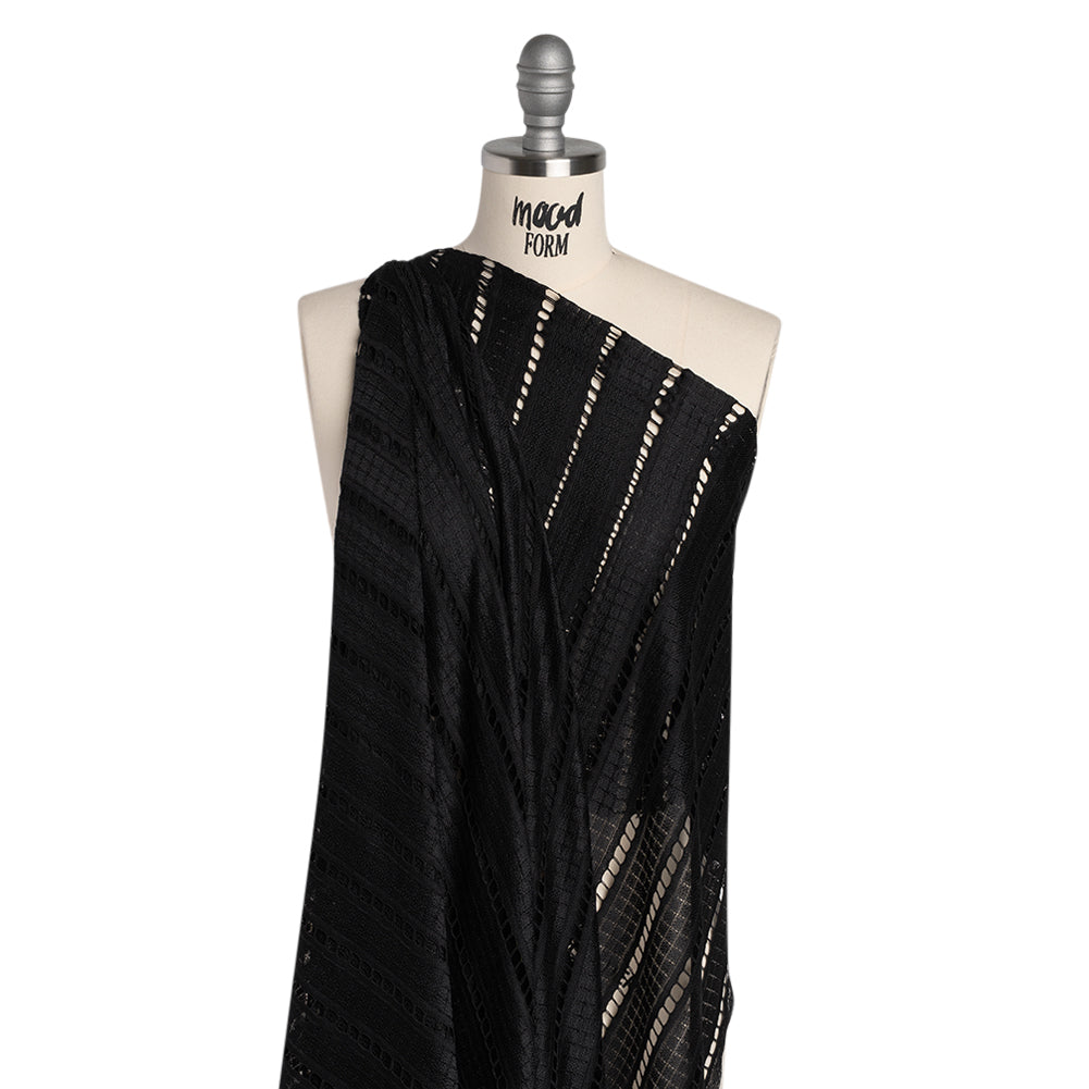 Corded Lace - Black Squares and Stripes - Joann Fabrics
