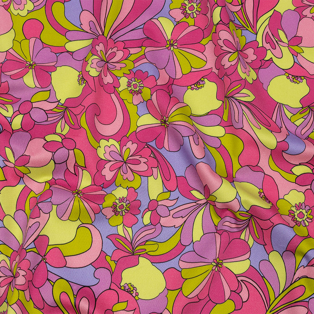 Stretch Cotton Sateen - Pink, Green and Periwinkle Floral - Floral Flow Print - Mood Exclusive Groove Collection - Joann Fabrics