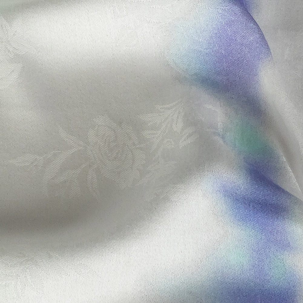 Flowery Viscose Jacquard Print - Green and Blue Tie Dye Stripes - Mood Exclusive Cloud Writing - Joann Fabrics