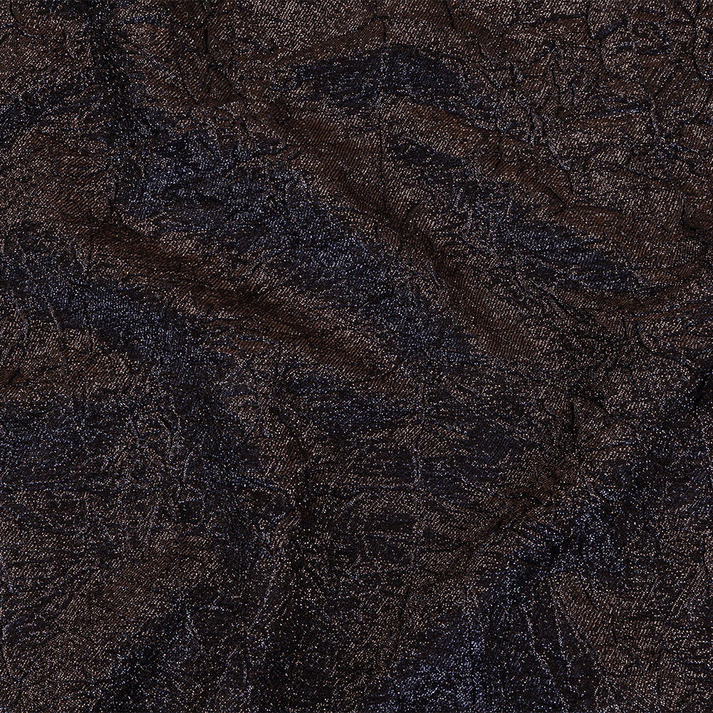 Astrolabe Metallic Navy and Copper Crinkled Luxury Brocade with Black Backing - Joann Fabrics