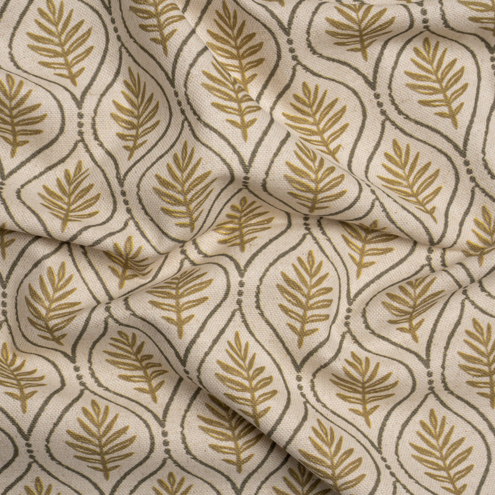 Cotton and Linen Canvas Print - Gold Leaf Motif - British Imported - Joann Fabrics