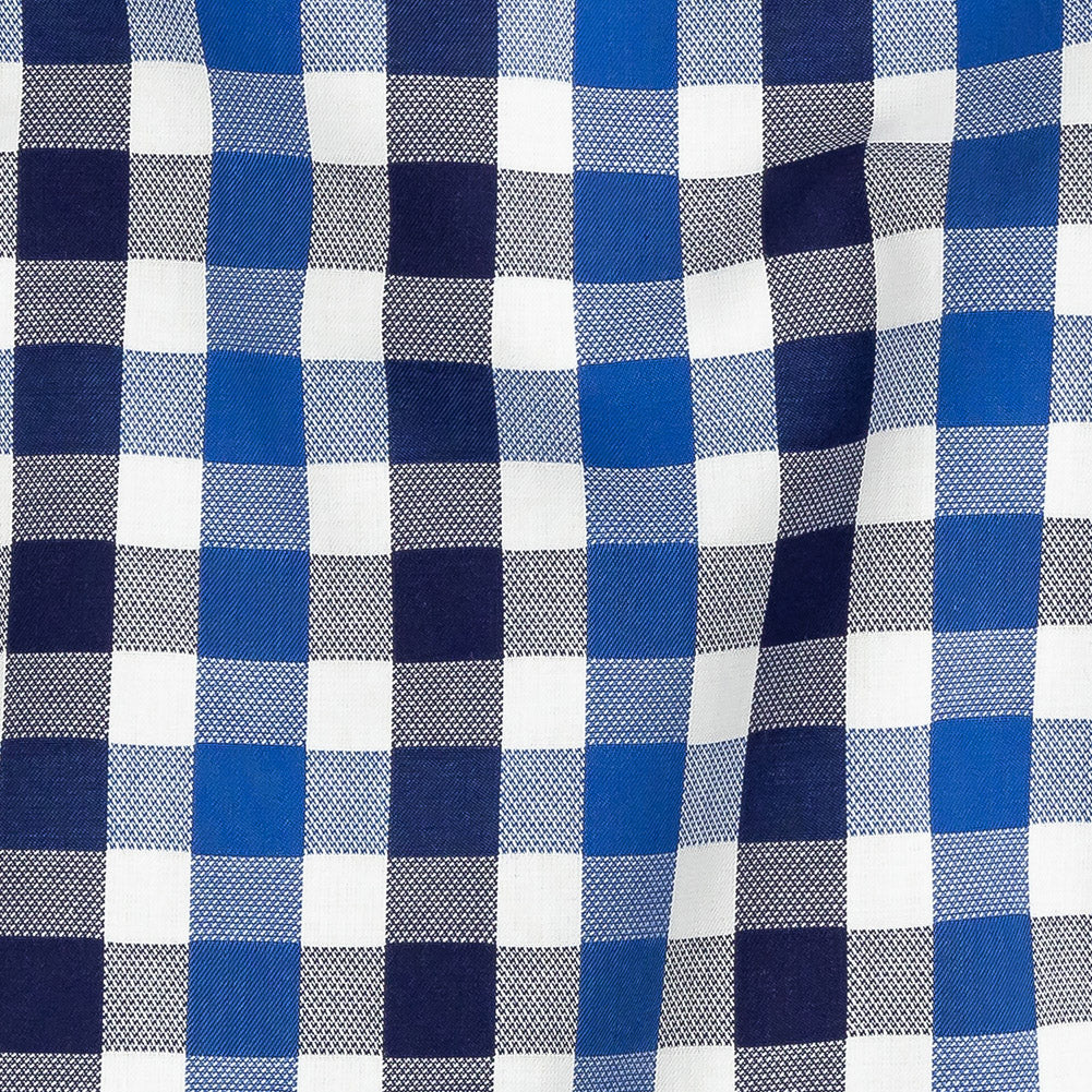 Premium Blueprint and Navy Large Tattersall Checkered Cotton Shirting - Joann Fabrics