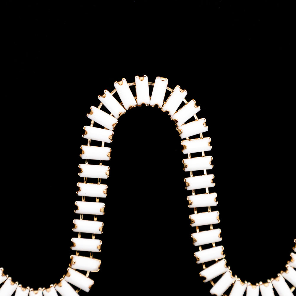 Italian White and Gold Baguette Chain Trim - 0.25