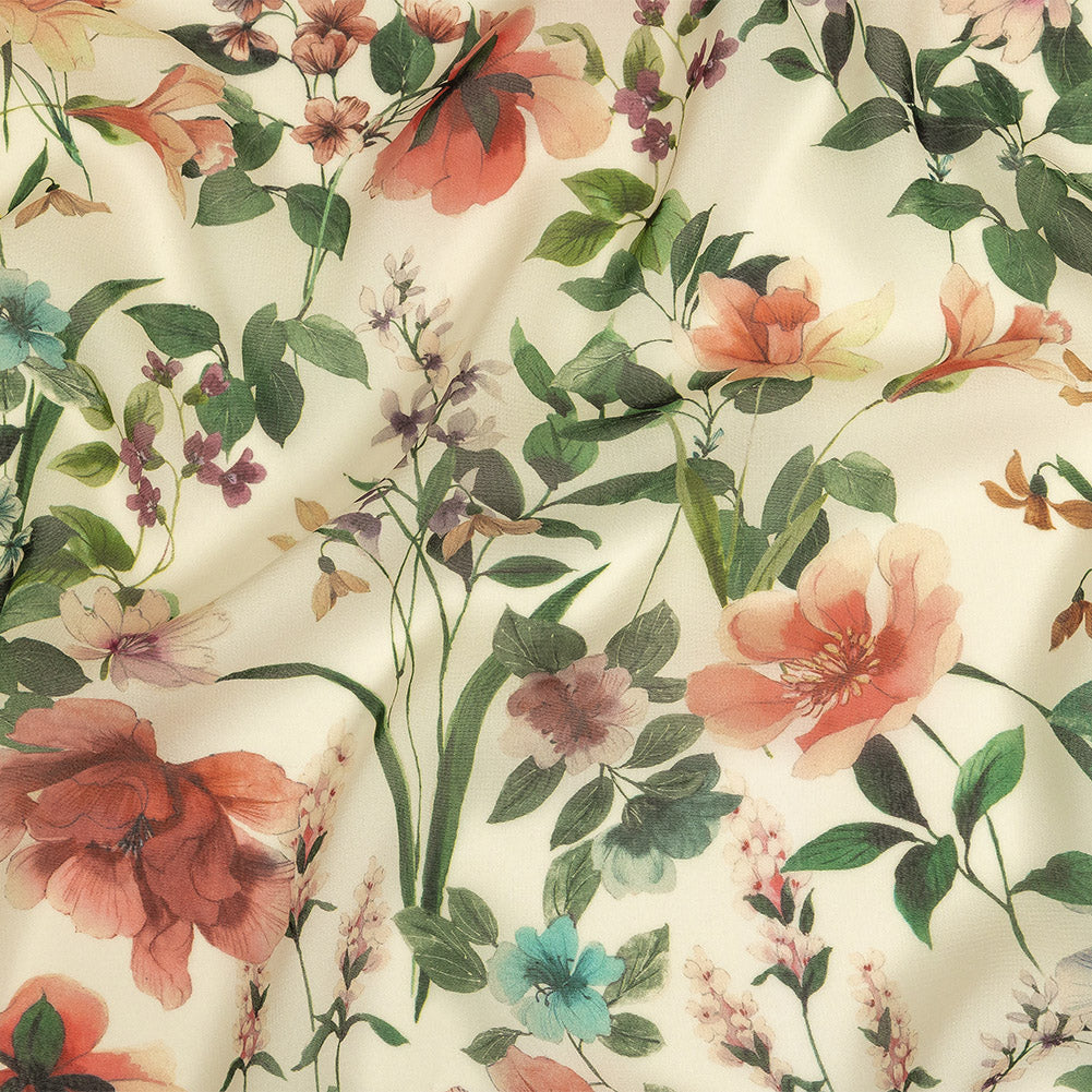Mood Exclusive Beige O'Keefe's Orchids Viscose Georgette - Joann Fabrics