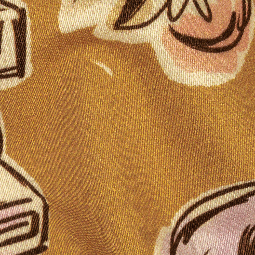 Stretch Cotton Sateen - Golden Faces and Objects - Everyday Goddess Print - Mood Exclusive Wisteria Collection - Joann Fabrics