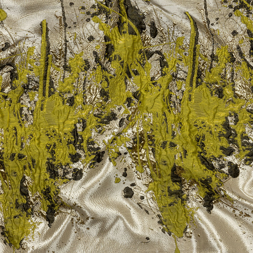 Metallic Gold, Yellow and Black Splattered Stripe Luxury Brocade Panel - Joann Fabrics