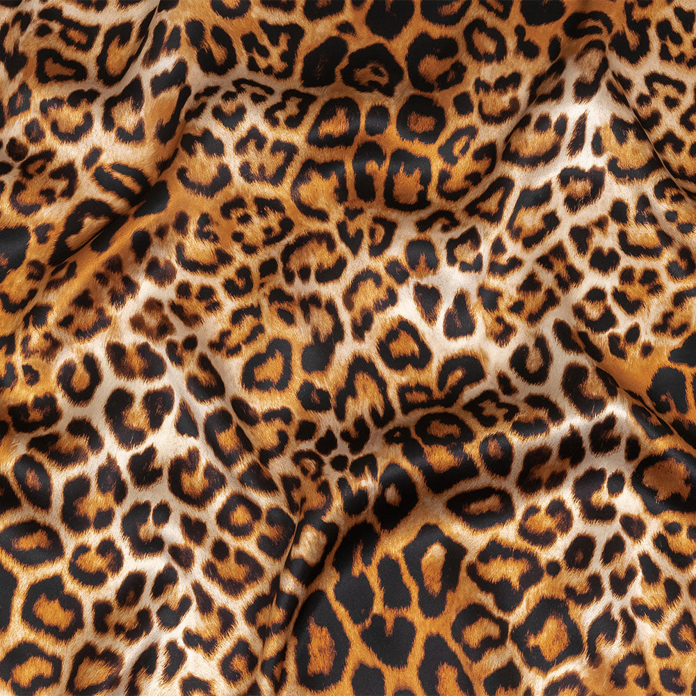 Mood Exclusive Italian Beige and Brown Leopard Printed Silk Charmeuse - Joann Fabrics