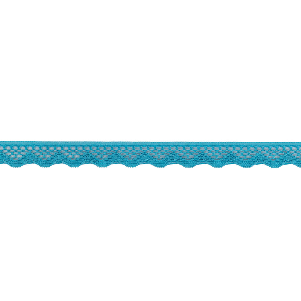 Sky Blue Scalloped Edge Lace Geometric Trimming - 0.5