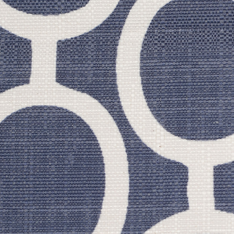 Spanish Denim/White Geometric Poly/Cotton Canvas - Joann Fabrics
