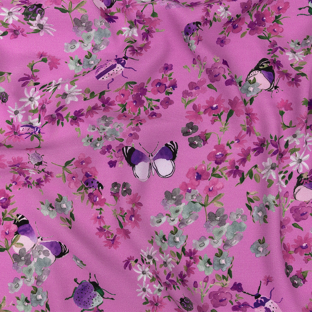 Sustainable Viscose Woven Print - Orchid Butterflies and Flowers - Mood Exclusive Mariposa Oasis - Joann Fabrics