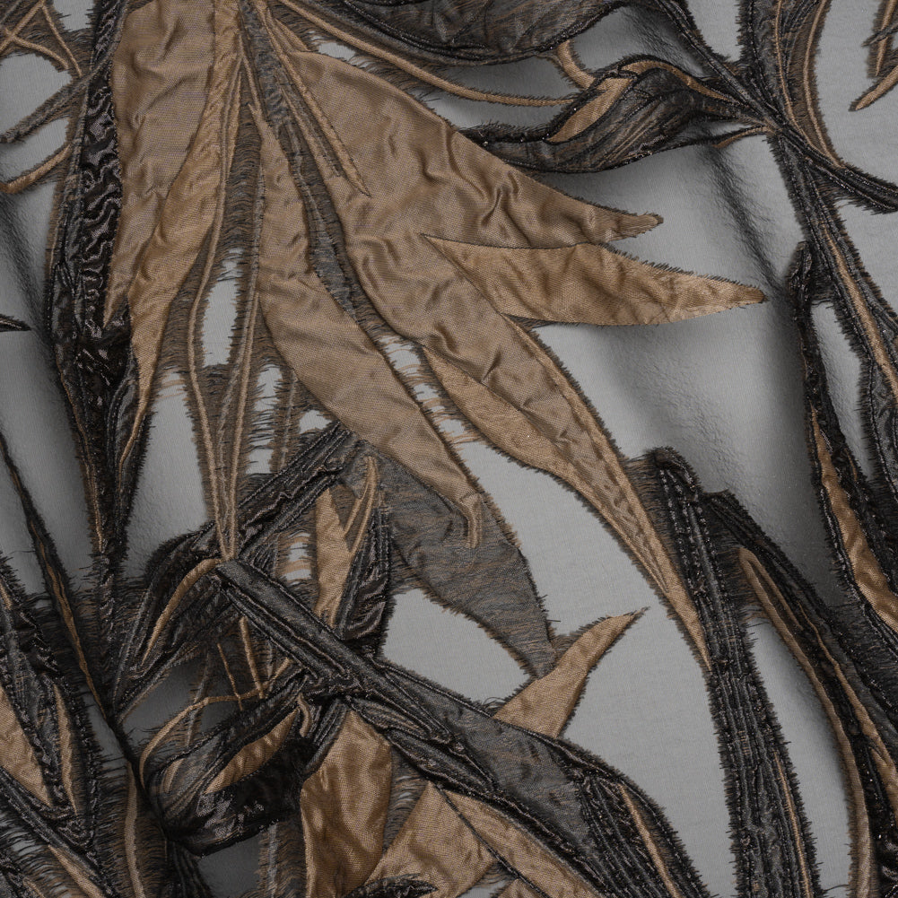 Metallic Luxury Burnout Brocade - Mole Brown and Black Magical Leaves - Joann Fabrics