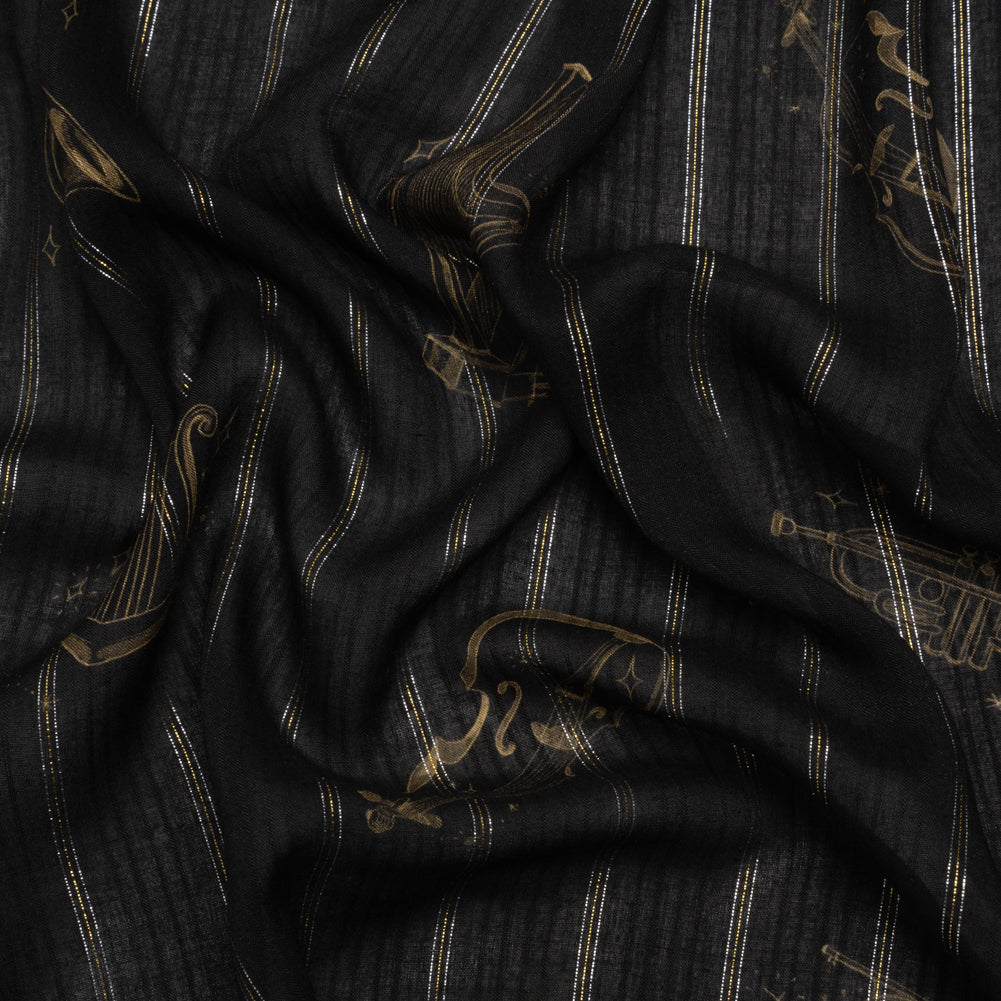 Mood Exclusive Black Concerto in Ursa Major Metallic Pinstriped Viscose Dobby - Joann Fabrics