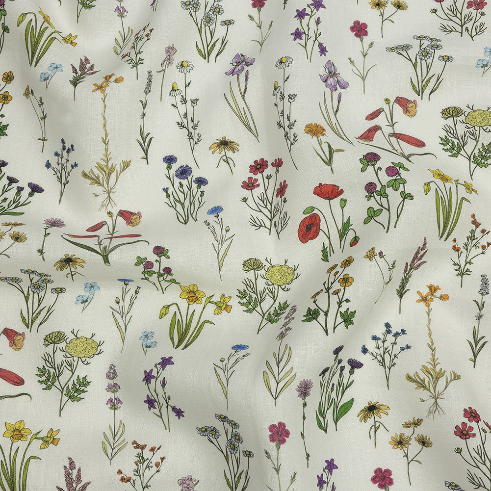 Multicolor Wildflower Doodles Medium Weight Linen Woven - Joann Fabrics