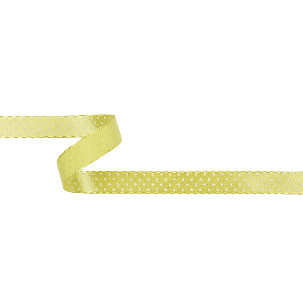 Banana and White Polka Dot Satin Ribbon - 0.625