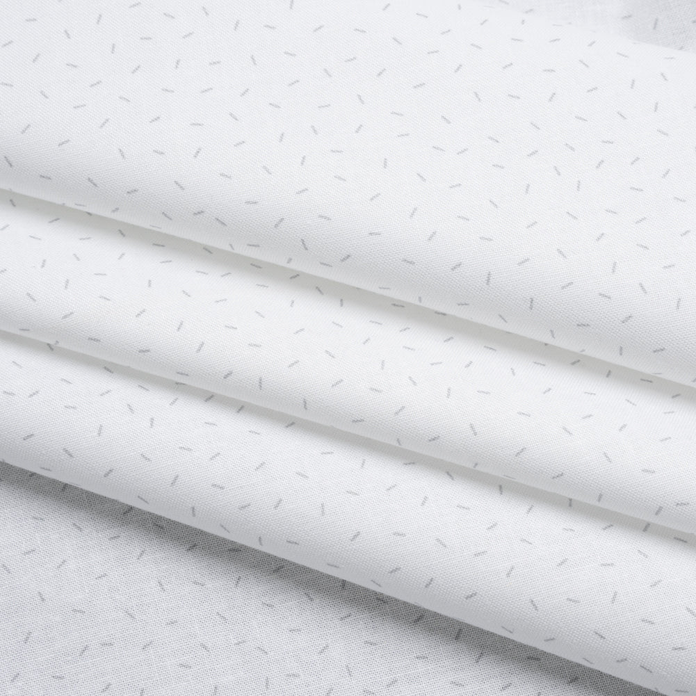 Printed Quilting Cotton by Ghazal Razavi for FIGO Studio - White and Gray Dashes- Dovetail Collection - Joann Fabrics
