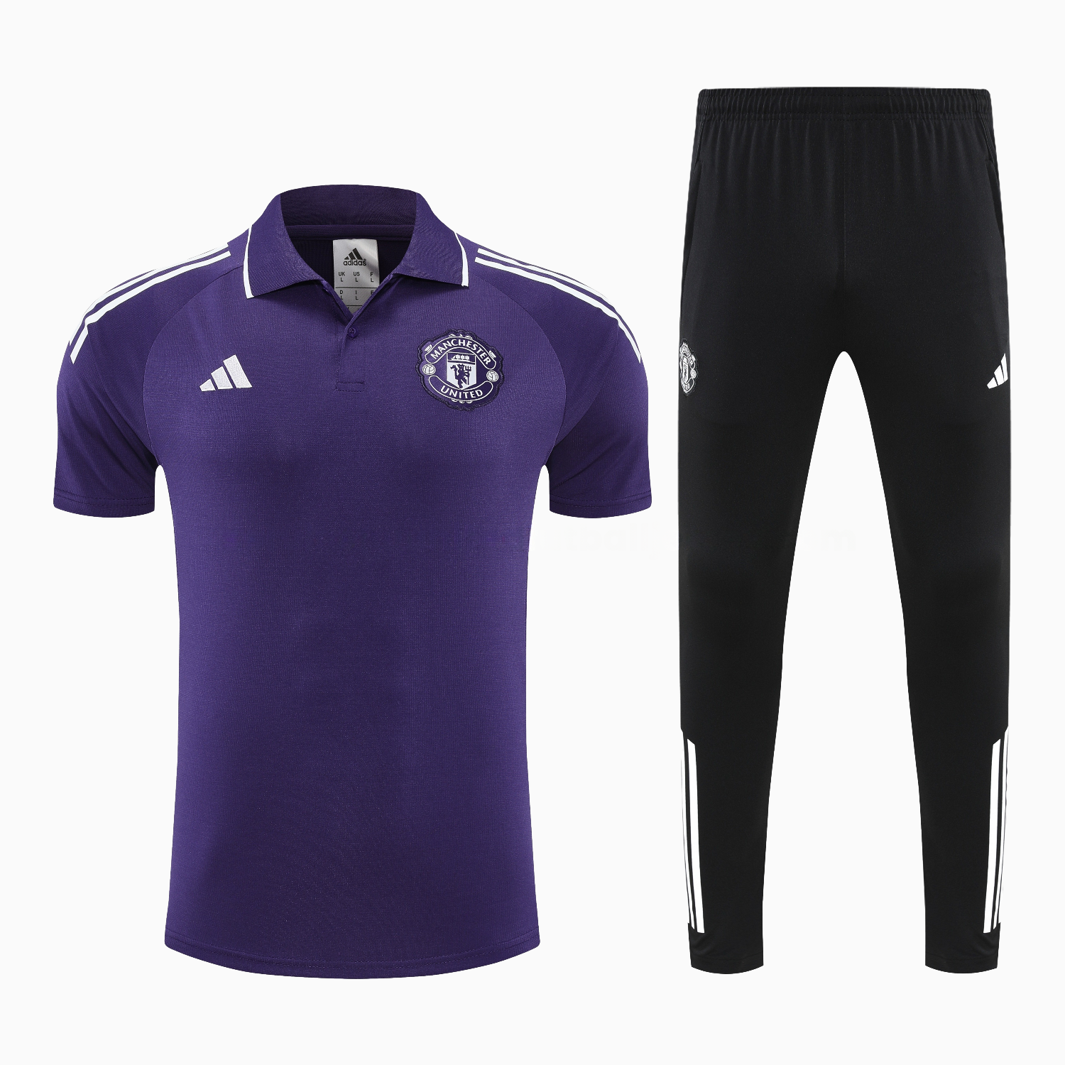 Manchester United 25-26 POLO Short-Sleeve Training Set - Purple Top and Black Pants - UnitedFutballJersey