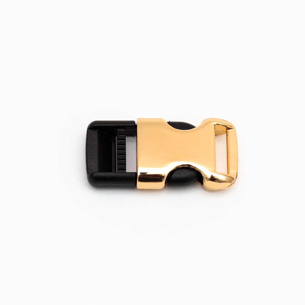 Italian Gold Metal and Black Plastic Side Release Buckle - 0.5