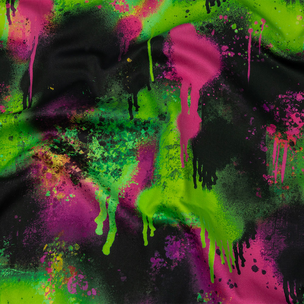 Mood Exclusive Green Street Art Splash Stretch Cotton Sateen - Joann Fabrics