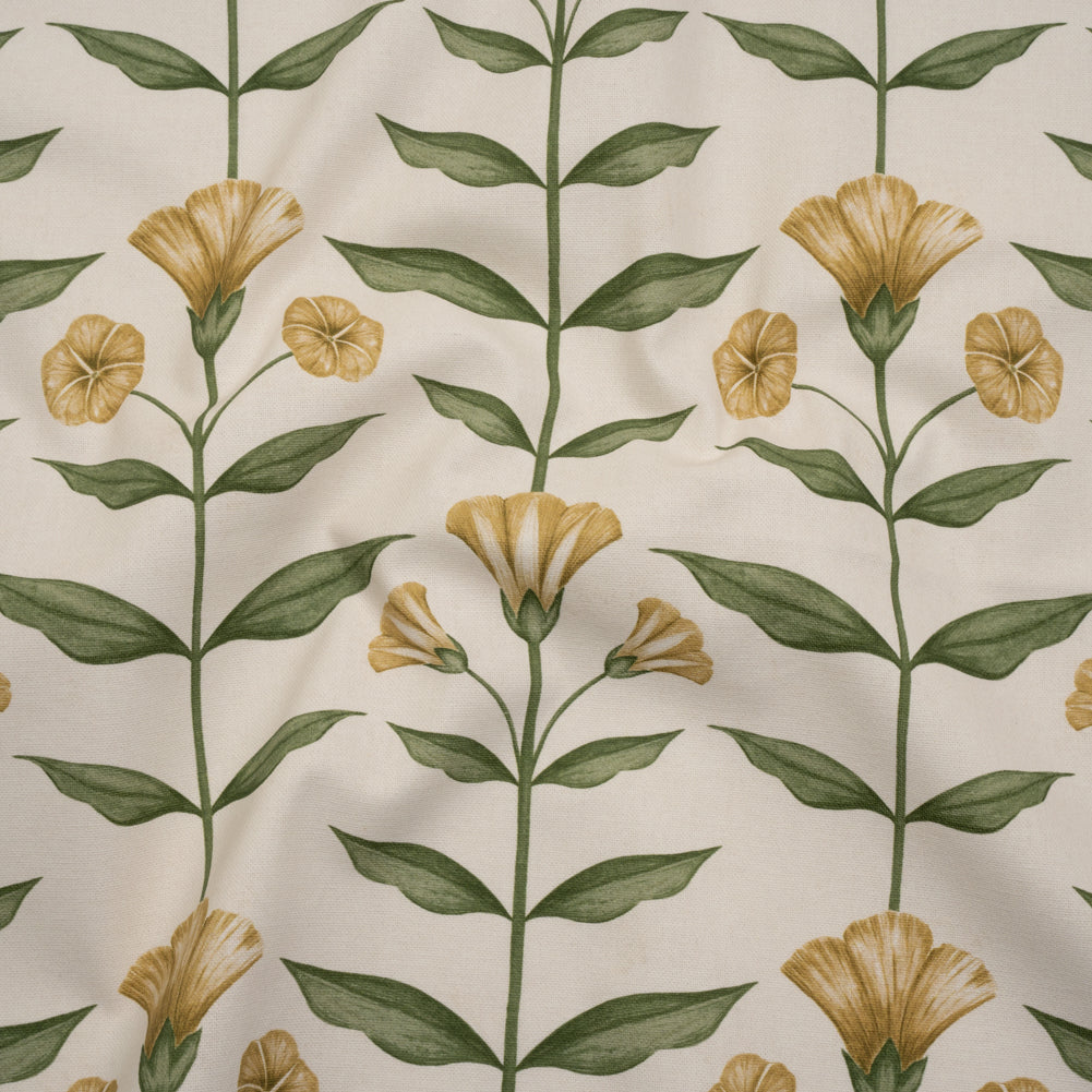 Printed Cotton Canvas - Marigold Balanced Flower Stems - British Imported - Joann Fabrics