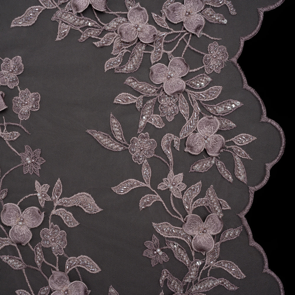 3D Embroidered Lace with Beads and Scalloped Edges - Lilac Floral - Joann Fabrics