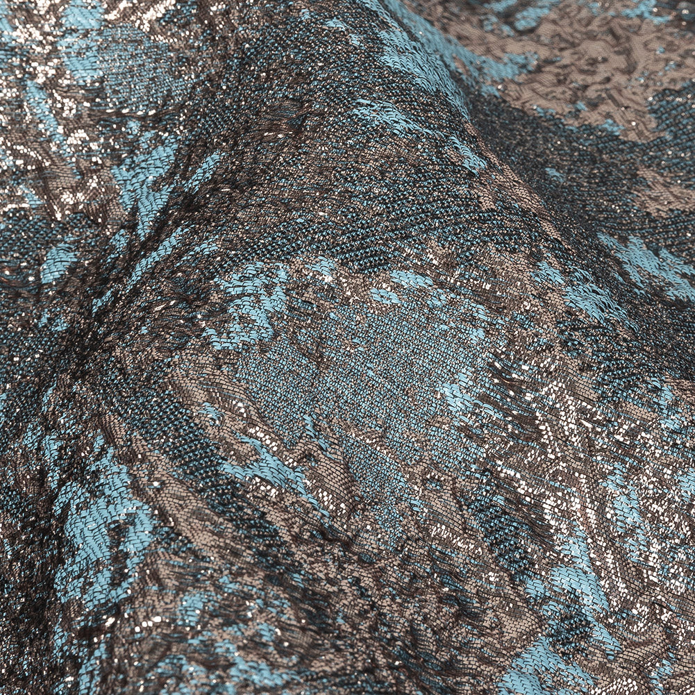 Sky and Rose Gold Abstract Metallic Brocade - Joann Fabrics